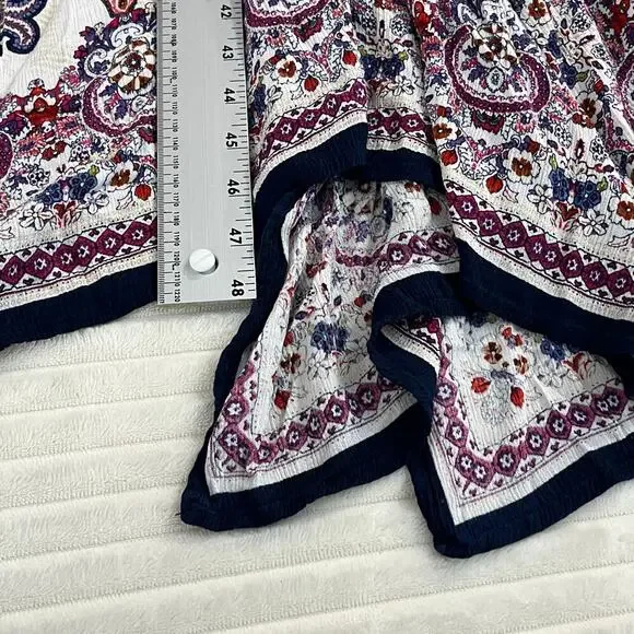 Bila Women Midi Dress Floral Multicolor Boho Rayon Beach Size M Asymmetric Hem - Picture 11 of 12